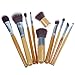 Unimeix 10 pcs Makeup Brush Set Powder Foundation blusher Cosmetic Bamboo Handle with a brush bag