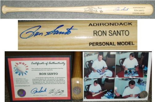 Ron Santo Signed Adirondack Name-Engraved Bat - Chicago Cubs MLB Baseball Sports Memorabilia