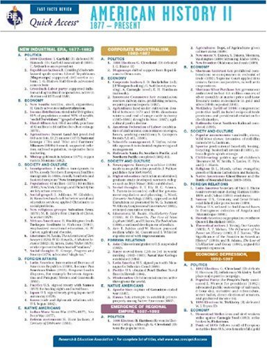 American History 2 - REA's Quick Access Reference Chart (Quick Access Reference Charts)