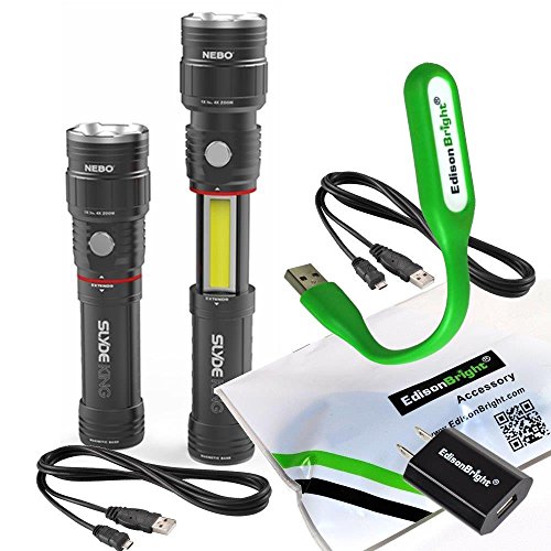 2 Pack Nebo 6434 Slyde King 330 Lumen USB rechargeable LED flashlight