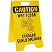 Brady 46379 12" Width x 20" Height Polyethylene, Black on Yellow Floor Stands, English/Spanish Language, Header "Caution", Legend "Wet Floor Cuidado Suelo Mojado" (with Picto)