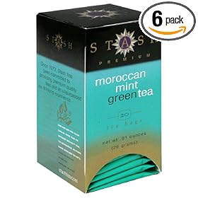 Stash Premium Moroccan Mint Green Tea, Tea Bags, 20-Count Boxes (Pack of 6)