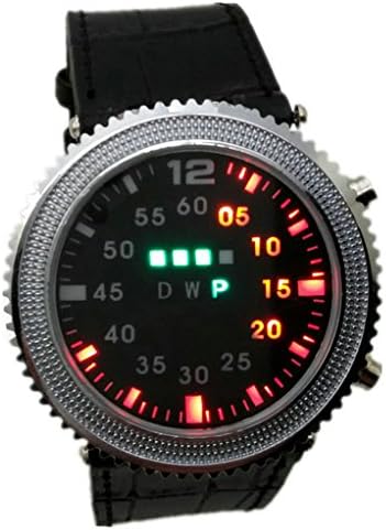 WPOS® Fashion LED Watches with Black Leather Strap Men's Ladies Wrist Watch Colorful