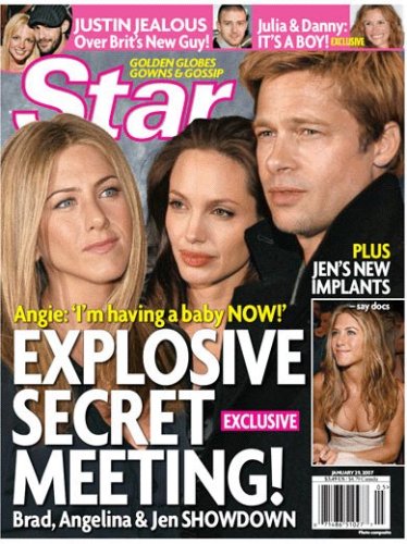 Star Magazine Angelina Jolie, Brad Pitt, Jennifer Aniston January 29, 2007 Issue