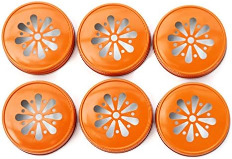 More Sprinkled Joy Mason Jar Lids (6 pack), Daisy Designed Lid- Orange