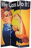 6 ft. Tall Double Sided WWII Posters Canvas Room Divider