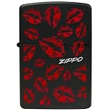 [ジッポ]ZIPPO Kiss Mark BKマットラッカー/UV焼付け2色プリント キスマーク-BK.MB