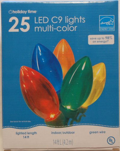 LED C9 Multi-color String Lights - Indoor/outdoor 14 Foot Length by Holiday Time