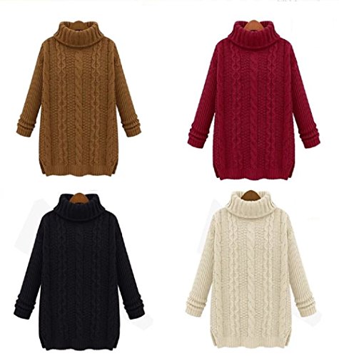 2014 冬 ざっくり ゆったり きれいめ シンプル タートル ニット クリーム ブラック 茶 ワインレッ ドS M L