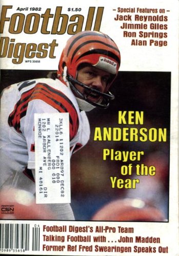 Football Digest April 1982 Player of the Year: Ken Anderson/Cincinnati Bengals on Cover, Talking Football with John Madden, Mike Singletary/Chicago Bears