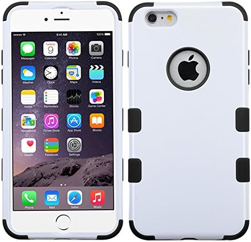 NageBee(TM) - iPhone 6 Plus 5.5 inch case - Design Premium Heavy Duty Defender Hybrid Phone Cover Case + {LCD Screen Protector Shield(Ultra Clear) + Dust Speaker Plug + Touch Screen Stylus} (Hybrid Ivory White/Black)