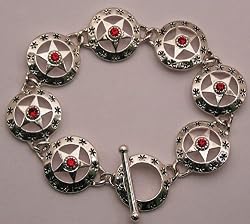 Texas Star Bracelet with Red Rhinestones