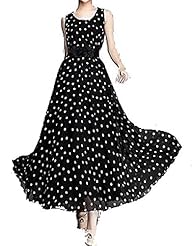 Summer Full Length Dots Print Evening Dress 