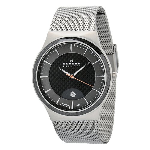 Skagen Men's 234XXLT Carbon Fiber Dial Titanium Mesh Watch Watch