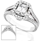 1 3/4ctw 18K White Gold EGL Certified Emerald Cut Diamond Engagement Ring (H/SI1)