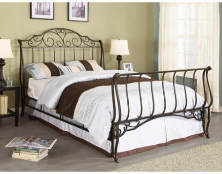 Adison Sleigh Full Metal Bed, Brushed Gold