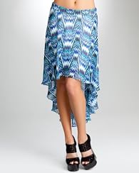 High Low Chiffon Print Skirt