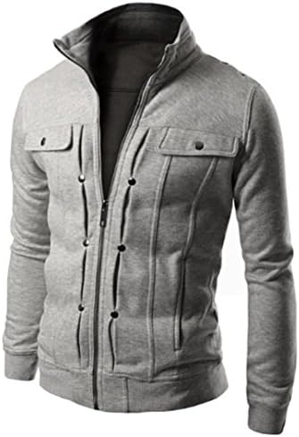 EKIMI Men's Fashion Cotton Slim Designed Lapel Cardigan Coat Jacket (XXXXL, Gary)