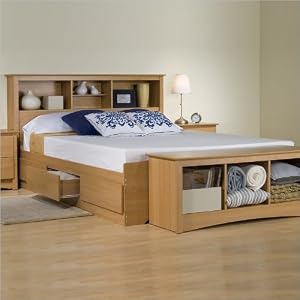 Click Here For Cheap Prepac Maple Sonoma Double / Full Bookcase Platform Storage Bed For Sale