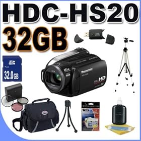 Panasonic HDC-HS20 HD Camcorder (Black)+ 32GB SDHC Memory + USB Card Reader + 3 Piece Filter Kit + Deluxe Case w/strap + Full Size Tripod + Accessory Saver Bundle!