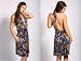 APSARA Celeste Deep V Halter Knee Silk Dress in Brush Stokes Purple