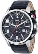 Dkny Gents Quartz Black Dial Black Leather Band - Men's Watch NY1325