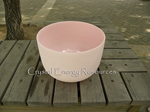 Frosted F Heart Rose Colored Chakra Quartz Crystal Singing Bowl 10 inch