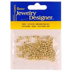 3mm Loose Round Pearls, Gold, 144 Pc Pkg (1 Pack)