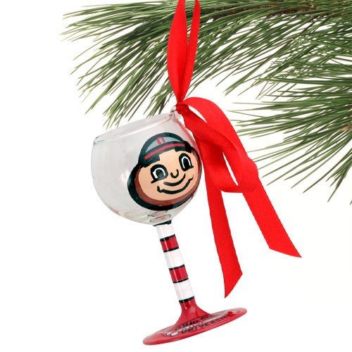 Ohio State Buckeyes Hand-Painted Mini Wine Glass Christmas Ornament