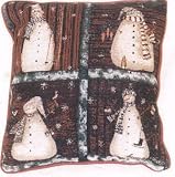 Stick Snowmen Christmas Throw Pillow