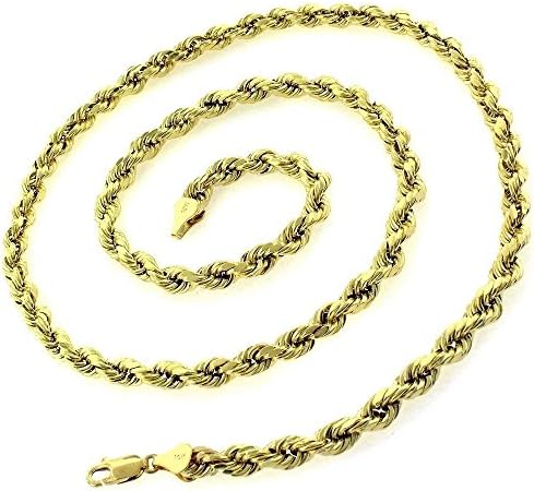 14K SOLID REAL GOLD YELLOW ROPE NECKLACE Chain MENS WOMENS UNISEX 2.5MM 18" MEDIUM WEIGHT DIAMOND CUT