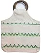 Handmade Organic Fabric Tote - Hand Cross Stitches Embellishment and Wooden Handle
