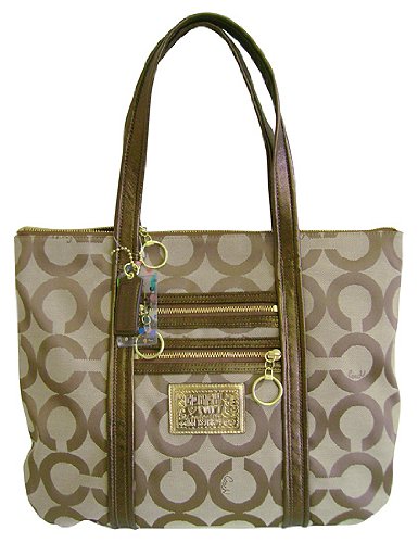 Coach Poppy Op Art Glam Shopper Book Bag Tote 13826 Bronze