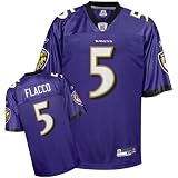 Joe Flacco Jersey: Reebok Purple Replica #5 Baltimore Ravens Jersey - Large