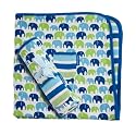 Toby Tiger Blue/Green Elephants Organic Baby Blanket