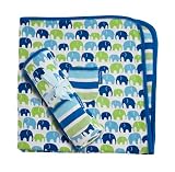 Toby Tiger Blue/Green Elephants Organic Baby Blanket