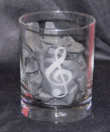 Buy Piano Music Treble Clef 12 oz. Etched Hiball Rocks Old Fashion Glass