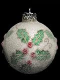 Set of 3 Sugar Coated Holly Berry Glass Ball Christmas Ornaments 3.25 #821318A