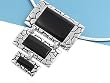 Sterling Silver and Black Onyx Stone Pendant - 55mm Height - 40mm Width - Necklace Not Included