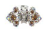 Hair Clip - H29 - Butterfly Wings set with Swarovski (tm) Crystal Stones ~ Smoky Topaz (Brown) (ap)