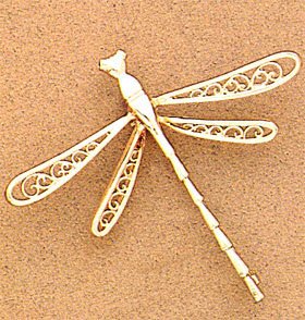 Dragon Fly Brooch In 14kt Gold