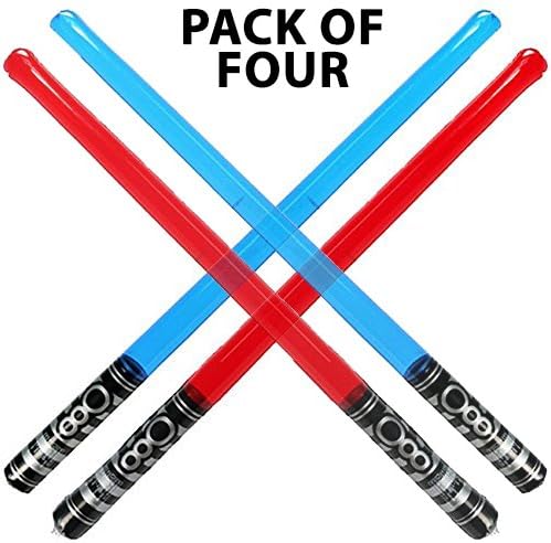 Perpetual Kid® 4 PACK of Inflatable Light Sabers Pool + Beach Toys Star Wars Summer Battle Floats