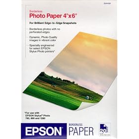 Epson S041458 Borderless Photo Paper (4x6, 20 Sheets)