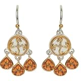 22k Gold Overlay Sterling Silver Citrine Dangle Earrings by Michou