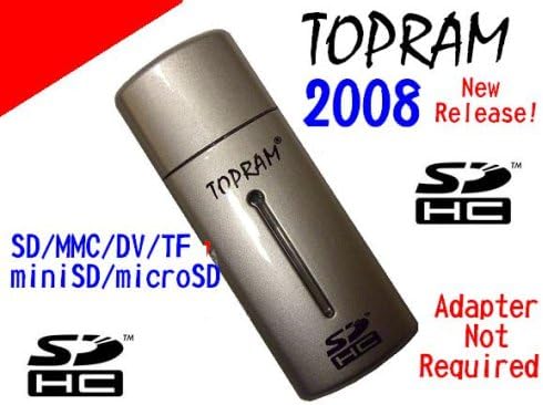 TOPRAM DUAL SLOT USB2.0 SD SDHC MMC RSMMC MicroSD MicroSDHC TF Card Reader / Writer (Bulk Pack)