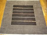 6x6 Black Hand Knotted Wool Tibet Square Rug
