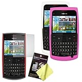 Two Silicone Cases / Skins / Covers (White, Hot Pink) & LCD Screen Guard /  ....