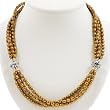 Handmade Gold Pearl Necklace With Antiqued Silver Beads