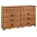 South Shore Furniture, Prairie Collection, 8 Drawer Triple Dresser, Country Pine
