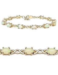 3.24 Genuine Opal 14k Gold Plated Sterling Silver Bracelet ( 7.5 inches)